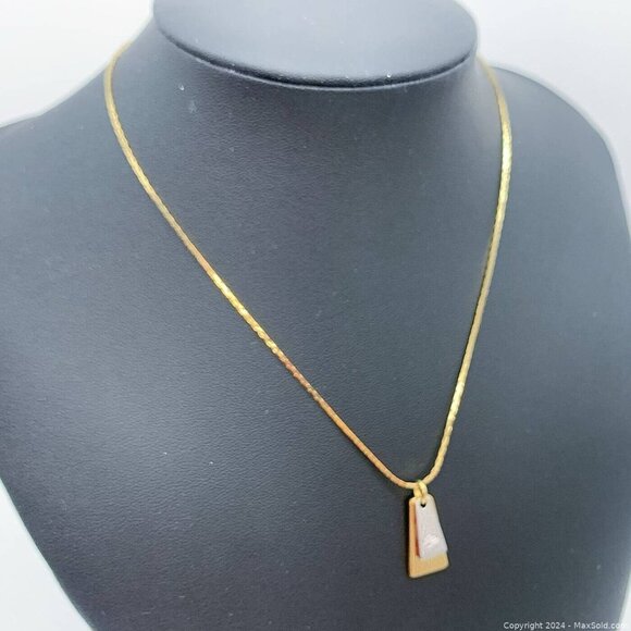 Vintage Pierre Balmain signed gold plated dog tag necklace gold and silver - Picture 6 of 9